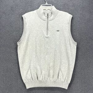 Oxford Golf Vest Men's Medium Gray Knit Quarter Zip Lined High Rise Heather